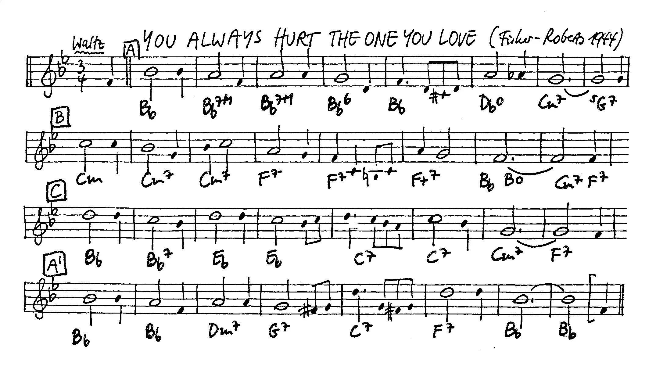 you always hurt the one you love free jazz leadsheet - Courtesy of the Jungle Jazz Band